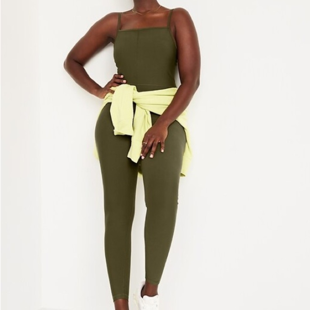 Olive Green Jumpsuit Athleisure Hiking Bodysuit